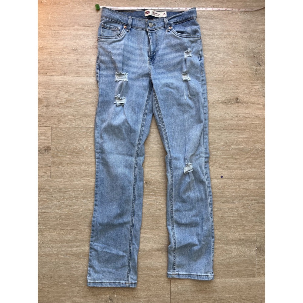 Levi's Performance 511 Slim Jeans Boys 16 Blue Denim Distressed Everyday Wear